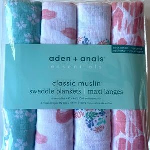 NWT Eden + Anais Set of 4 muslin swaddles 44x44”